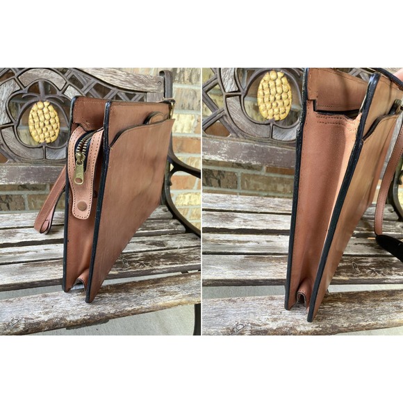Vintage Schlesinger Belting Leather Handle Portfolio Briefcase Shoulder Bag - Picture 2 of 4